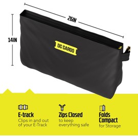 DC Cargo Mall E-Track Storage Bag for Trailers - Heavy-Duty 14 in x 24 in Canvas Zippered E-Track Bag - Weight Capacity 50 lb. - E-Track Accessories - 2 pack
