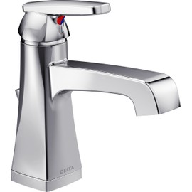 Delta Faucet Ashlyn Single Hole Bathroom Faucet, Single Handle Bathroom Faucet Chrome, Bathroom Sink Faucet, Diamond Seal Technology, Drain Assembly, Chrome 564-MPU-DST