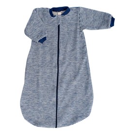 Lilano, Sleeping Romper Sleeping Bag with Sleeves, 100% Wool Terry Fleece (kbT) (74-80, Marine Rimed), Navy (navy striped)