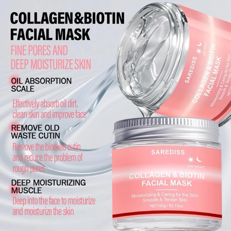 Mascarilla Facial Antiarrugas Colágeno Ácido