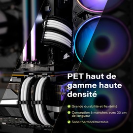 EZDIY-FAB EZDIY-FAB PSU-Kabelverl?ngerung, personalisierbar, ummantelt, f1r Stromversorgung, weiches Nylon, geflochten, mit Kamm-Set,8 PIN auf 6 + 2 PIN,8 Pin auf 4 + 4 Pin-30 cm 300 mm C Schwarz und Wei?