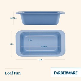 Farberware Easy Solutions Nonstick Bakeware Meatloaf/Loaf Baking Pan, 9 Inch x 5 Inch with Portion Marks - Blue