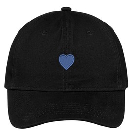 Trendy Apparel Shop Blue Heart Embroidered Cap Premium Cotton Dad Hat - Black