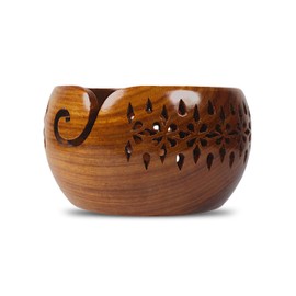 Lumberkart Handmade Wooden Yarn Bowl - Premium Yarn Bowls for Crocheting & Knitting - Handcrafted Wooden Crochet Bowl - Yarn Holder for Tangle-Free Yarn Control (7x4 Inches - Rosewood)