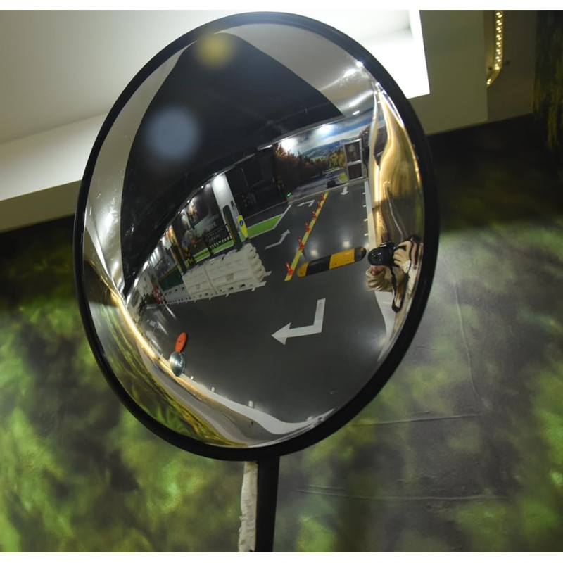 BESEA 24 inch Black Convex Mirrror Traffic Mirror, Wall Mounted