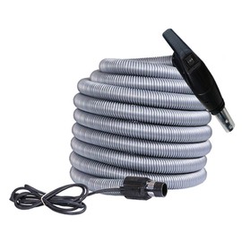 OVO Universal Central Vacuum 35ft Dual Voltage Hose with Pigtail and ON-Off 3 Way Switch Control at The Handle - Compatible with Most inlets - Crushproof