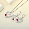YL Heart Earrings Sterling Silver Created Ruby Heart Dangle Drop
