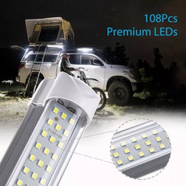 MICTUNING 4Pcs LED Tube Light Car Interior Light Bar Tube for RV Camper Trailer 13" 2200LM