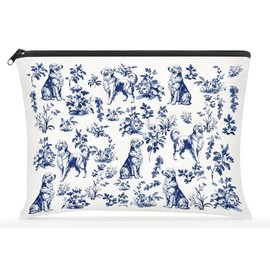 Golden Retriever Dog French Toile De Jouy Makeup Bag - Inspired By Toile De Jouy Makeup Bag - Dog Lover Gifts - Gifts For Women- Pet Lovers On Mothers Day- Birthday- Holiday