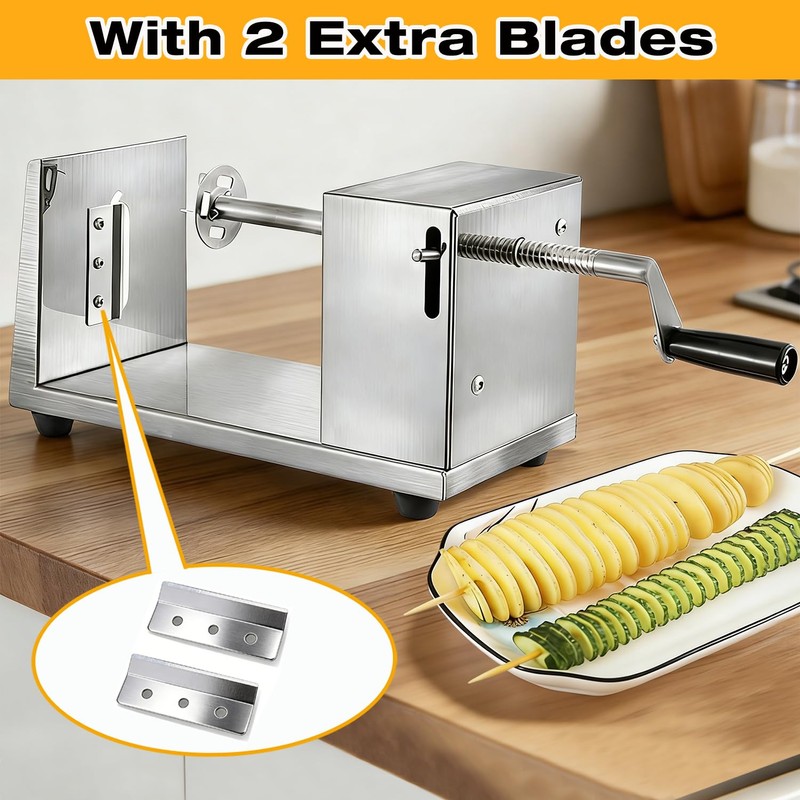 Potato Spiral Cutter, Manual Tornado Potato Spiral Cutter Stainless Steel