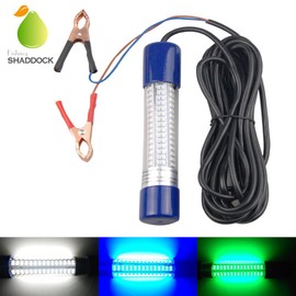 JL Sport 12V-24V Super Bright Underwater Fishing Light Deep Drop Fishing Bait Light Decorative Dock Light Night Fishing Finder with 6M/6.6 yd Cord for Prawn, Squid, Fish- Green, White, Blue