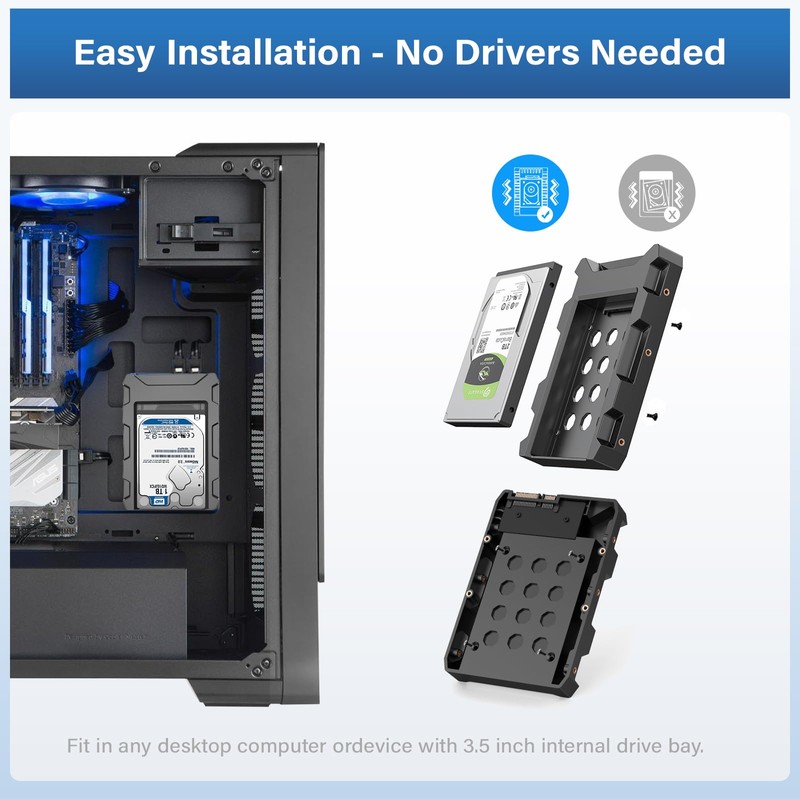 EJAY 2.5 to 3.5 Hard Drive Adapter for SSD/HDD, SATA