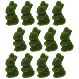Kisangel 12pcs Easter Bunny Figurine Artificial Bunny Flocked Animal Figurines Ornament for Easter Decor