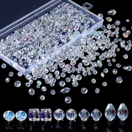 LAIDANLA 800PCS Glass Beads AB Color Crystal Beads Assorted Crystal Beads with Container Box for DIY Necklace Bracelet Earring Jewelry Making