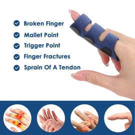 XXHUO Finger Splint, 2pcs Trigger Finger Splint Support Brace Adjustable Mallet Finger Splints For Broken Bent Fingers Thumbs Straighten Blue