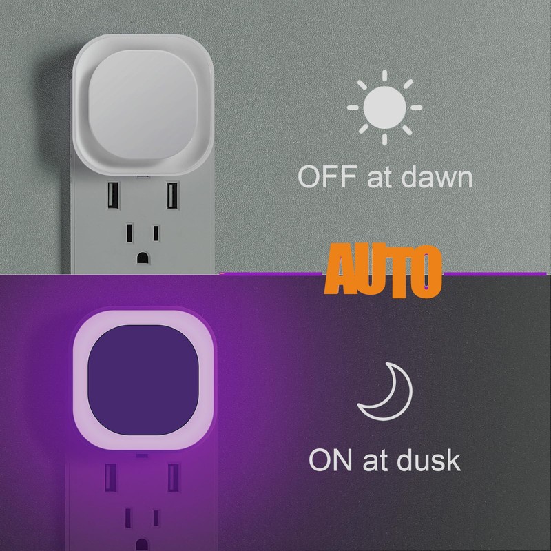 YUNLEX 2 Pack Plug in Dimmable Night Light, Square Nightlight,