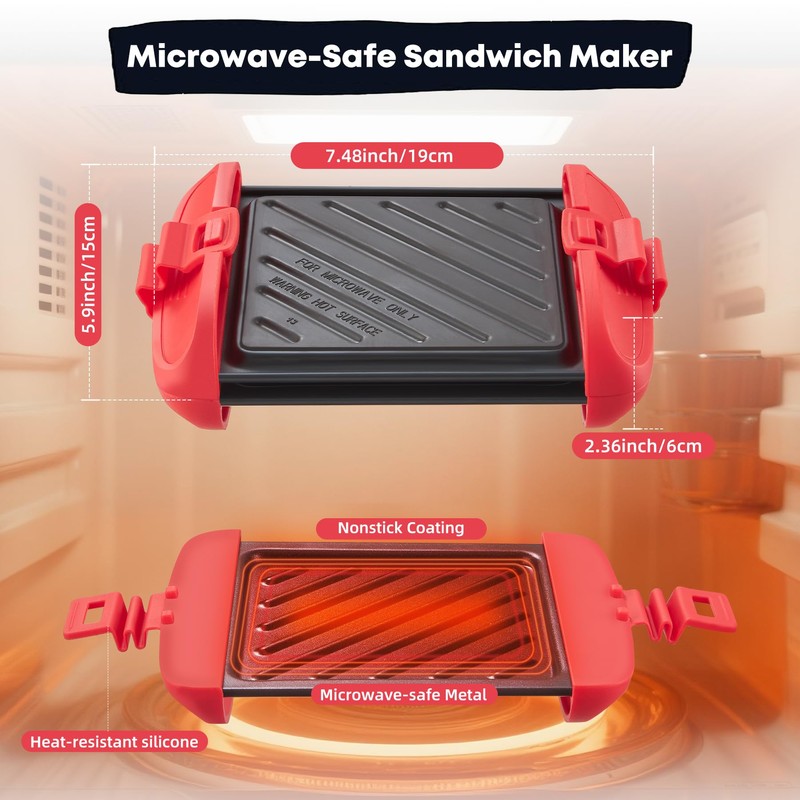 Mico Dingker Microwave Sandwich Maker, Microwave Toastie Maker, Snack Maker