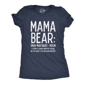 Womens Mama Bear Definition T Shirt Funny Best Mom Novelty Tee Funny T Shirts Mother's Day Tops for Women Cool Animal Top Women's Novelty Navy - L