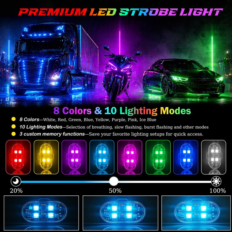 UBAPEV Upgraded 10PCS Wireless LED Strobe Lights with Remote Control
