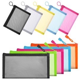 Pack of 10 Makeup Net Bags Nylon Mesh Bags Pens Pencil Case Small Bags with Zip Nylon Bags Travel Toiletry Bag 23 x 11.5 cm / 13 x 10 cm Cosmetic Bag for Home, Office, Changing Bag
