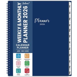 2026 Planner - Jan 2026 - Dec 2026, 2026 Planner Weekly and Monthly, 2026 Calendar Planner, 9" x 11" Planner 2026 with Monthly Tabs, Pocket, Twin-Wire Binding, Premium Paper, Holidays
