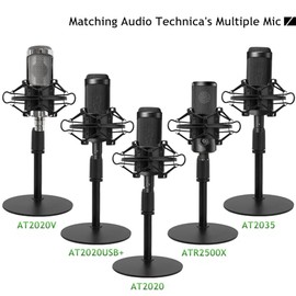 Soporte de micrófono de computadora AT2020 actualizado, soporte de micrófono ajustable con soporte de choque y parabrisas de espuma para audio Technic
