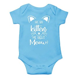 CBTwear You Kitten Me Right Meow - Baby Clothes - Funny Newborn Bodysuit Outfits for Boys and Girls (12 Months, Light Blue)