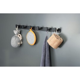 Vanloory Coat Rack, Heavy Duty Stainless Steel 6 Tri Coat Hook Hanger, Wall Mounted Wall Hooks, Rustic Clothes Hook/Key Hook Rail for Bathroom Kitchen Entryway(2 Pack, 6 Hook Black)