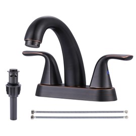 Oil Rubbed Bronze Bathroom Faucet: ALEASHA 4 inch Centerset Bathroom Faucet, Faucet for Bathroom Sink 2 Handle with Pop Up Drain Stopper, RV Centerset Lavatory Faucet Vanity Faucet