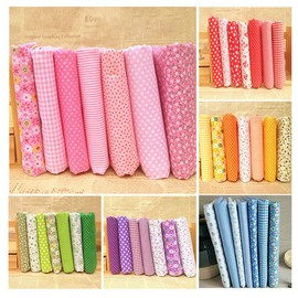 7Pcs Assorted Fat Quarter Bundle Quilt Quilting Cotton Fabric Sewing DIY Set, Soft Touch, Handmade DIY, Small Cloth Bags, Craft and Art Supplies (Pink)