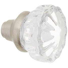 Ultra Hardware 43013 Ultra Glass Replacement Knobs Crystal Design with Satin Nickel Hardware Threaded Square Spindle and Screws