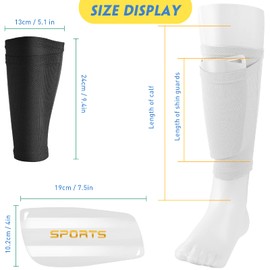 Sumind 2 Pairs Shin Guards Soccer Adult Youth with Shin Guard Sleeves Soccer Shin Guards for Adult Youth Soccer Leg Protection Reduce Shocks and Injuries for Football Lovers(White Black)