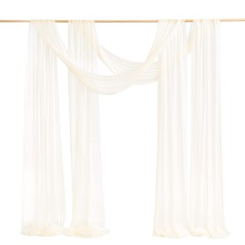 Ling's moment Wedding Arch Draping Fabric 2 Panels 32Ft x 30" Wrinkle-Free Wedding Arch Drapes Chiffon Fabric, Ivory Curtain for Wedding Ceremony Reception Background Party Home Garden Decorations