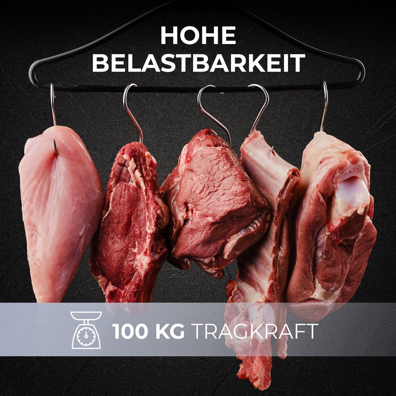 XXL Butcher Hooks, Stainless Steel, Butcher Quality, 140 mm, Pack