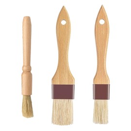 3Pcs Pastry Brushes,Wooden Durable Basting Brush,Heat Resistant and Waterproof Cooking Brush,Barbecue Oiling Brush,Sauce Brush for Bread Dough Barbecue Sauce Baking Cooking
