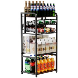 Kadolina Can Organizer for Pantry, 5-Tier Pantry Organizer, Kitchen Organizers and Storage, Multifunctional Snack Organizer Rack, Standing Soda Can Organizer for Pantry/Kitchen (Black)