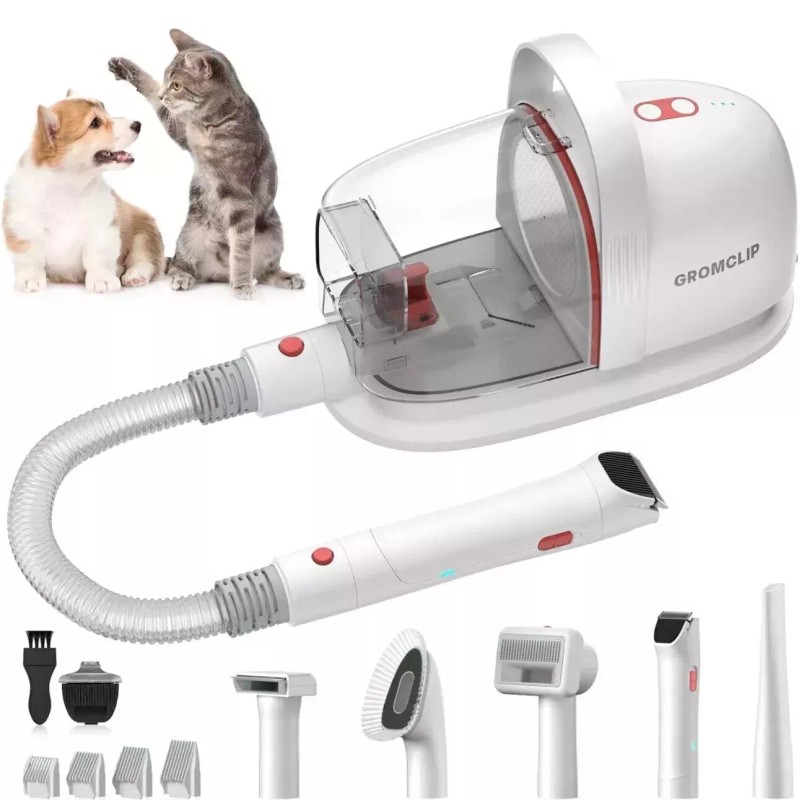 GROMCLIP Quiet Pet Grooming Vacuum Kit 1.8L 3 Suction Modes,