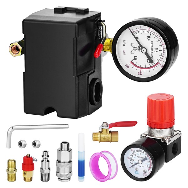 Universal Air Compressor Pressure Switch Control Valve (90-120 PSI, 110V-240V)