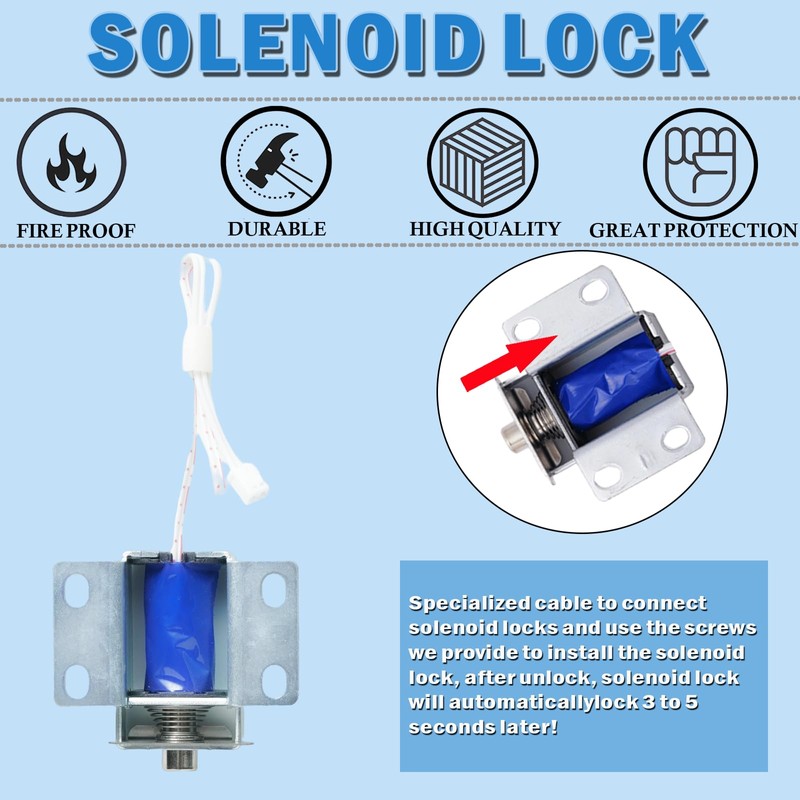 Gun Safe Lock Replacement with Solenoid Lock Black Keypad Electronic