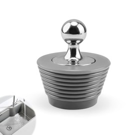 LERANXIN Sink Plug, Spiral Shape Rubber Stopper with Zinc Alloy Handle, Rubber Stopper Tapered, Suitable for Bathtubs, Kitchen Sinks (Grey)