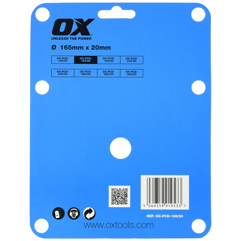 OX Fibre Cement Cutting Blade - 4 Teeth - 165/20