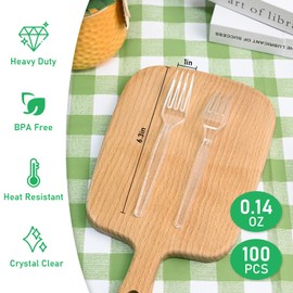 EcoDispose 100 Count Disposable Clear Plastic Forks Heat Resistant and BPA Free, Heavy Duty Durable Disposable Cutlery for Party Event Supply