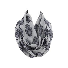 Etwoa Grey Owl Pattern Infinity Scarf Circle Loop Scarf