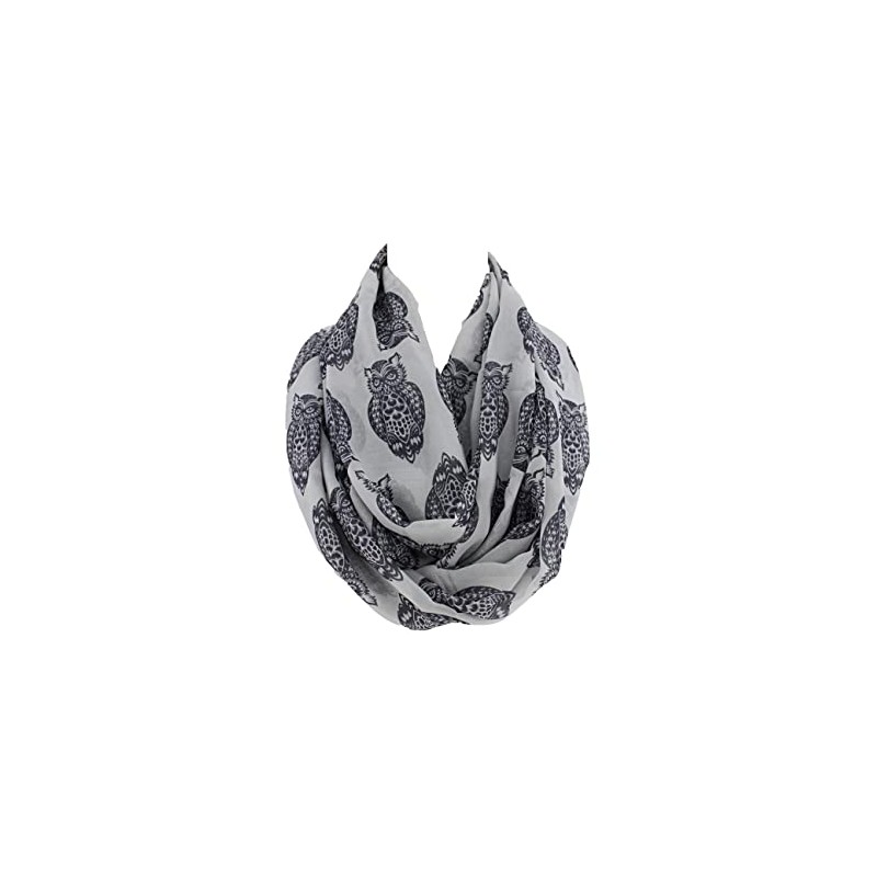 Etwoa Grey Owl Pattern Infinity Scarf Circle Loop Scarf