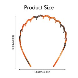 WY LIGHTING LEVEL Zig Zag Headbands, 4 Pieces Tooth Hair Comb Hairband, Wavy Shape Plastic Hair Bands, Hair Hoop Accessory for Women Lady Girls (Black/Amber)