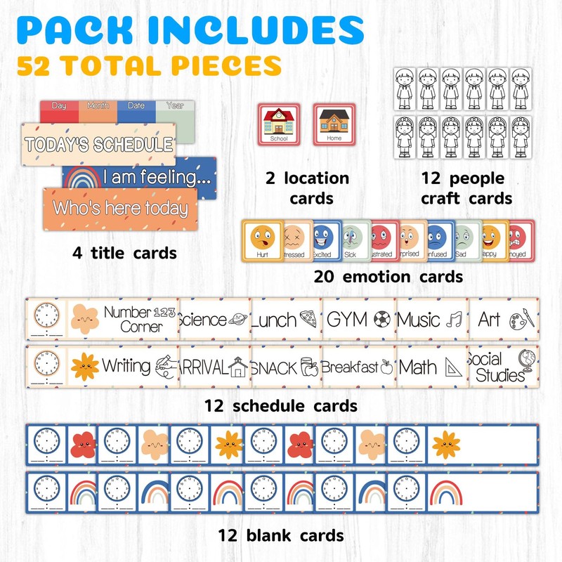 Boczif Daily Schedule Pocket Chart, Emotions Feelings Pocket Chart, Express
