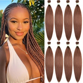 Pre Stretched Braiding Hair With Yaki Texture, Professional Hair Extension for Corochet Braid (30#, 24Inch (Pack of 8))