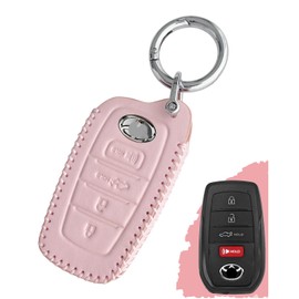 for Toyota Key Fob Cover Leather - 2025 Camry, 2023-2026 Grand Highlander/ Prius, 2022-2026 Corolla Cross Tacoma Tundra Sequoia, 4Runner RAV4 Sienna, Handcrafted Key Fob Case (Pink Dogwood, MDL1)