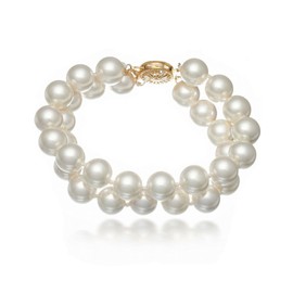 2-strand sea shell pearl bracelet - white sea shell pearl bracelet for woman 8 inch 8mm dmb0027-20