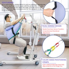 Ehucon Sit to Stand Lift Sling for Elderly, Stand Assist Aid Support Belt for Lifting Elderly, 500lbs Safety Working Load (Small)
